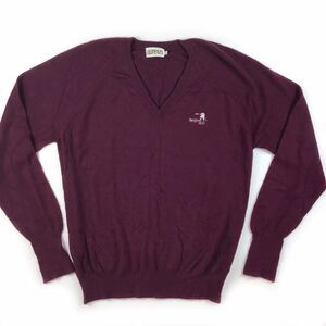 Men's vintage sweater M v-neck burgundy red spyglass Golf old money classic soft